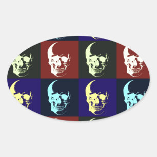 Sticker Ovale Pop Art Skull