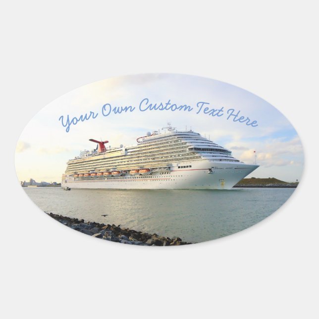 Sticker Ovale Portrait d'un bateau de croisière sur mesure (Devant)