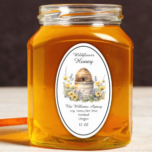 Sticker Ovale Pot de miel d'abeille à miel Apiary Label Miel d