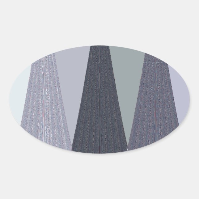 Sticker Ovale Pots Chevron Gris Cendré Imprimer (Devant)