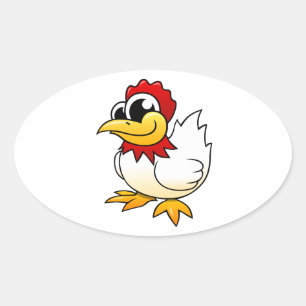 Sticker Ovale Poulet de caricature
