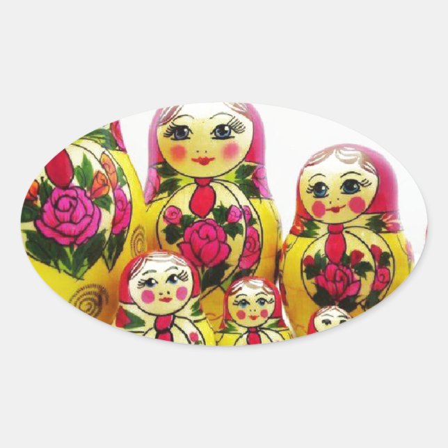 Sticker Ovale Poupées de Matryoshka (Devant)