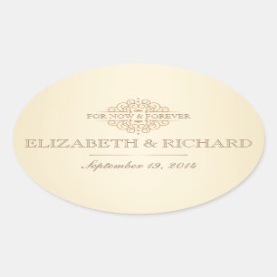 Sticker Ovale Pour maintenant & Forever Vintage Wedding Étiquett
