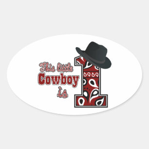 Sticker Ovale Premier anniversaire de Cowboy