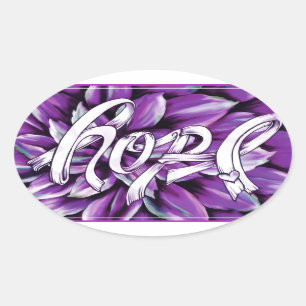 Sticker Ovale Produits floraux d'espoir de cancer pancréatique