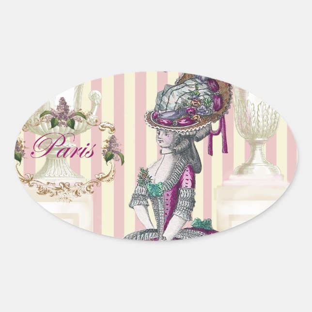 Sticker Ovale Promenade matinale sur les Champs-Élysées (Devant)