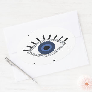 Sticker Ovale Protection des yeux maléfiques, oeil bleu grec