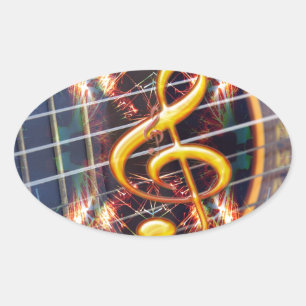 Sticker Ovale Psychadélique Accoustique Guitare, conception de l