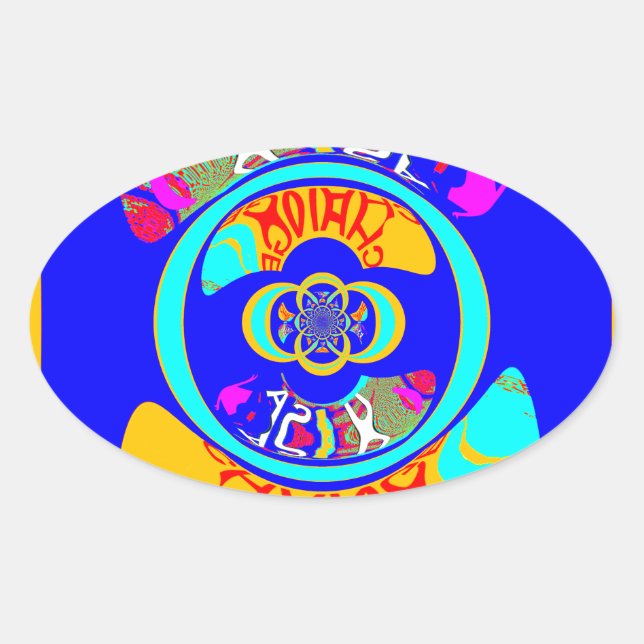 Sticker Ovale Psychedelic Groove : Pop Art Énergie Abstraite (Devant)