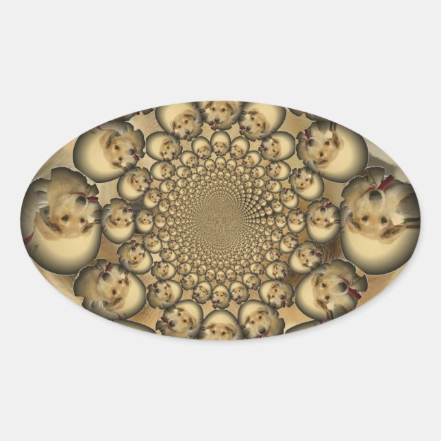 Sticker Ovale Puppy Kaleidoscope Art Print (Devant)
