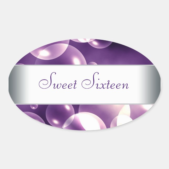 Sticker Ovale Purple Bubbles Envelope Seal Party Favoriser les É (Devant)