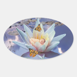 Sticker Ovale Quand un petit bébé va dormir