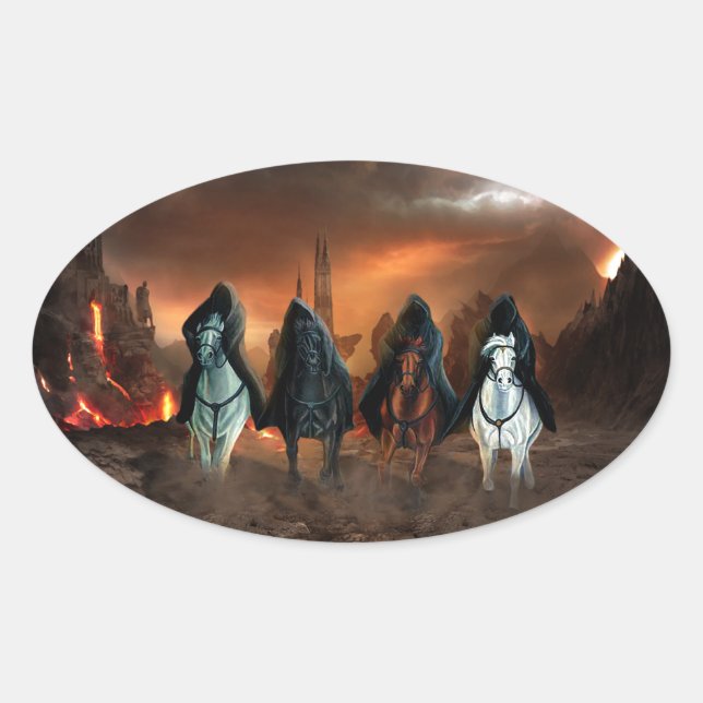 Sticker Ovale Quatre Chevaliers De L'Apocalypse (Devant)