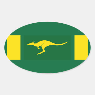 Sticker Ovale QUATRE couleurs australiennes Kangaroo