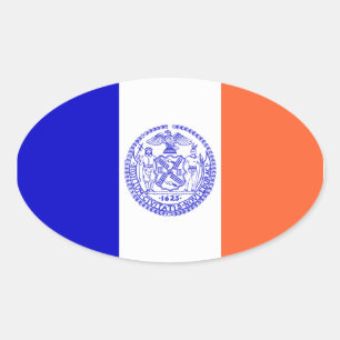 Sticker Ovale QUATRE Drapeau de New York