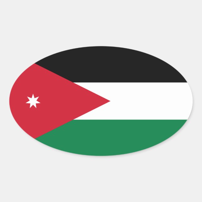 Sticker Ovale QUATRE Drapeau national de Jordanie (Devant)