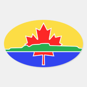 Sticker Ovale QUATRE Drapeau Thunder Bay