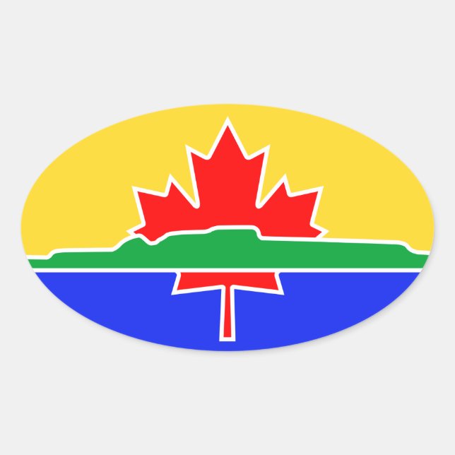 Sticker Ovale QUATRE Drapeau Thunder Bay (Devant)