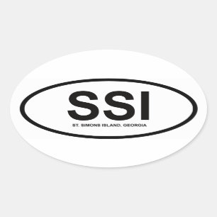 Sticker Ovale QUATRE île de St Simons, la Géorgie