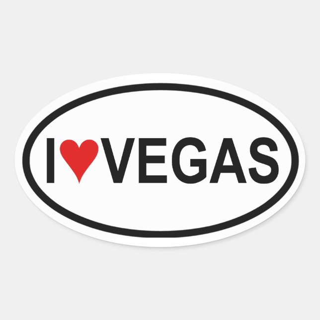 Sticker Ovale Quatre "Je [coeur] Vegas (Devant)