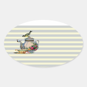 Sticker Ovale Quelqu'un pour le thé ?
