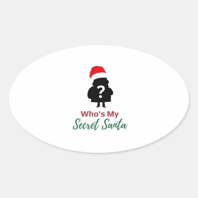Sticker Ovale Qui est mon secret Père Noël Noël (Devant)
