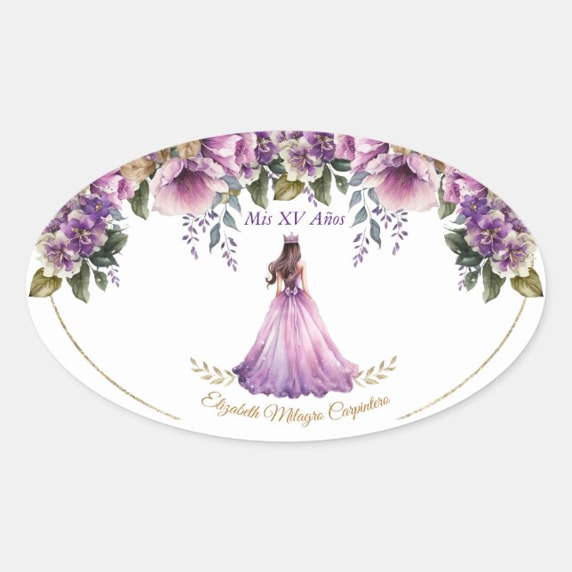 Sticker ovale Quinceañera violet Lilac (Devant)