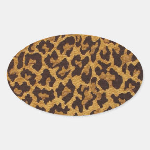 Sticker Ovale RAB Rockabilly Empreinte de léopard Brown Gold