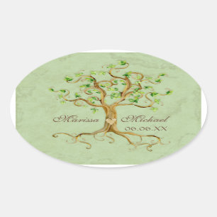 Sticker Ovale Racines de l'arbre à spirales - Mariage de jonctio