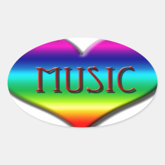 Sticker Ovale Rainbow Music Heart for Music Teachers Cadeaux
