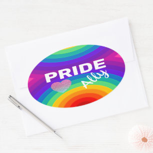 Sticker Ovale Rainbow Pride Ally