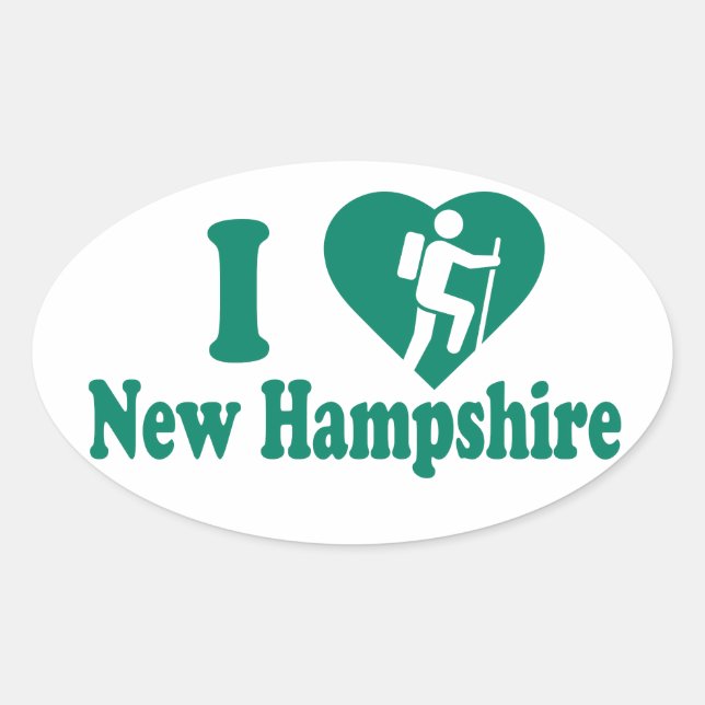 Sticker Ovale Randonnée dans le New Hampshire (Devant)