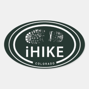Sticker Ovale Randonnée iHIKE Colorado Rocky Mountain Boot Print