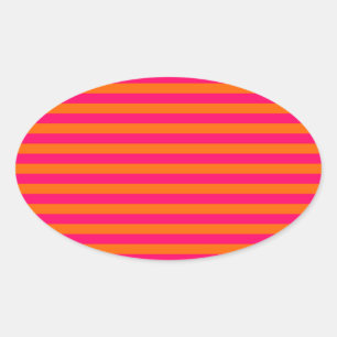 Sticker Ovale Rayure orange et fuchsia