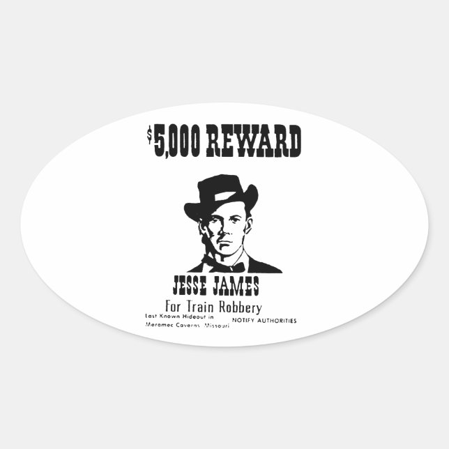 Sticker Ovale Recherché Jesse James (Devant)