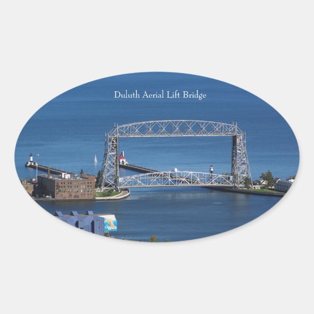 Sticker Ovale Rectangle du pont de levage aérien de Duluth (Devant)