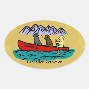 Sticker Ovale Récupérateurs Canoeing Labrador