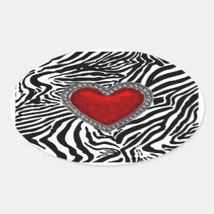 Sticker Ovale Red Heart Zebra Envelope Seal Party Favoriser les 