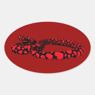 Sticker Ovale Red Snake with Hearts