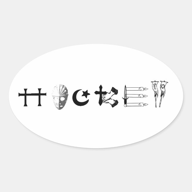 Sticker Ovale Religion du hockey (Devant)