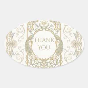 Sticker Ovale Remerciement Baroque Or