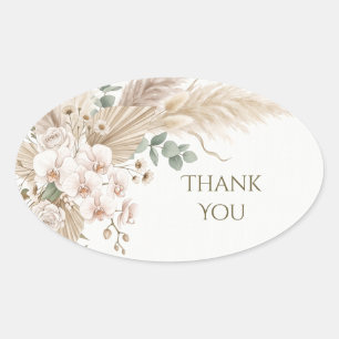 Sticker Ovale Remerciement Floral Neutre de la Pampa
