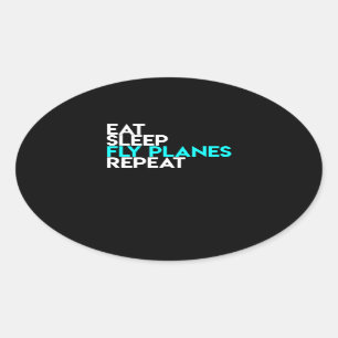 Sticker Ovale Répéter les plans de vol du sommeil - Avion pilo