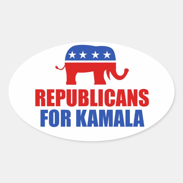Sticker Ovale Républicains pour Kamala Harris Elephant (Devant)