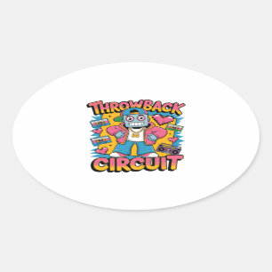 Sticker Ovale Retro Robot 90s Design Hip hop - Fun Cartoon Throw