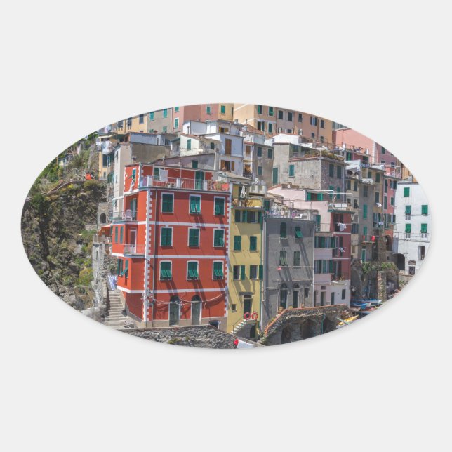 Sticker Ovale Riomaggiore Cinque Terre Ligurie Italie (Devant)