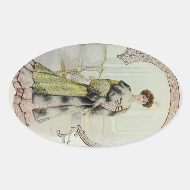 Sticker Ovale Robe Vintage Victorienne (Devant)