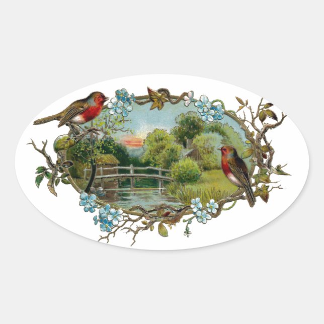 Sticker Ovale Robins vintages et oubliés (Devant)