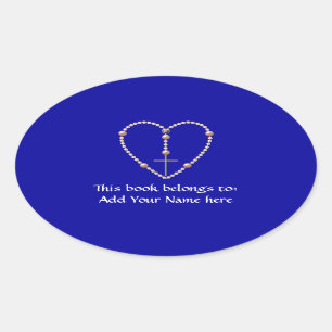 Sticker Ovale Rosaire en forme de coeur "perles"