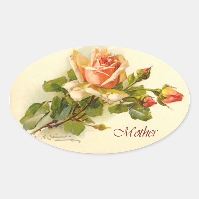 Sticker Ovale Rose de la fête des mères (Devant)